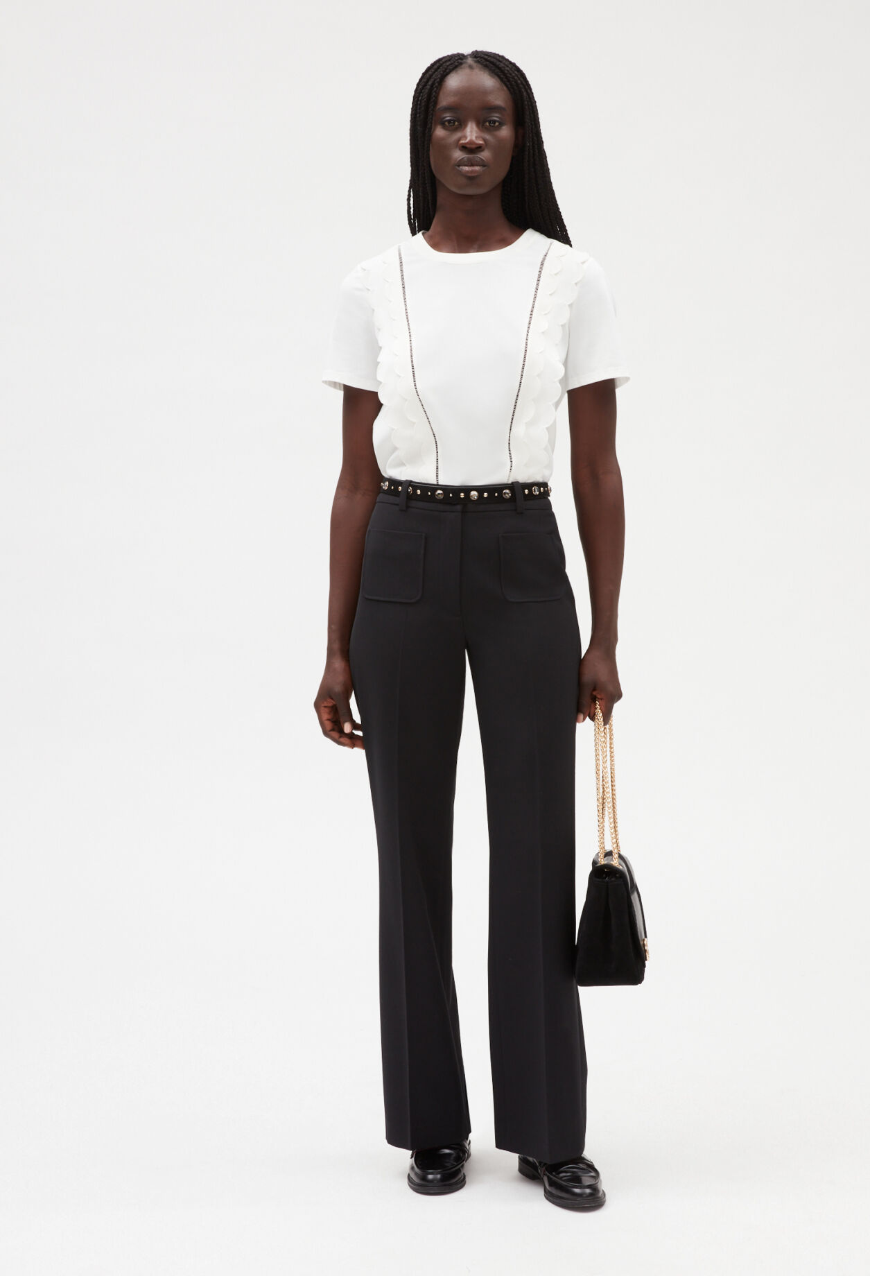 White scalloped T-shirt