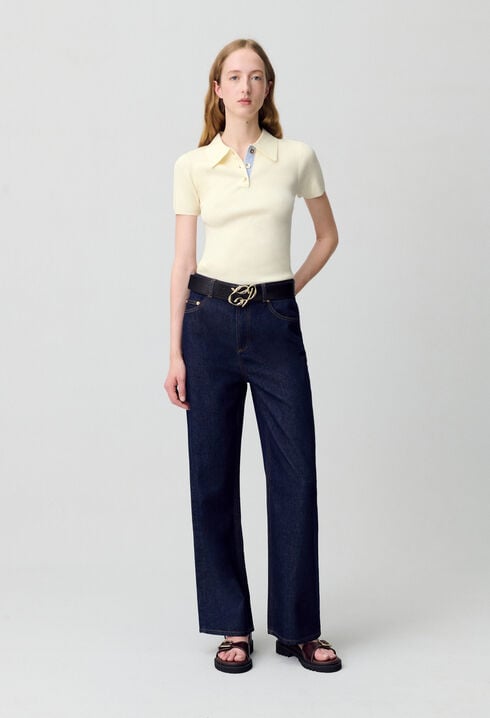 Fine Knit Polo Top