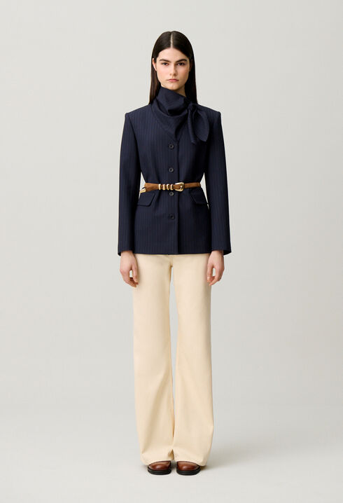 Wool jacket with removable scarf