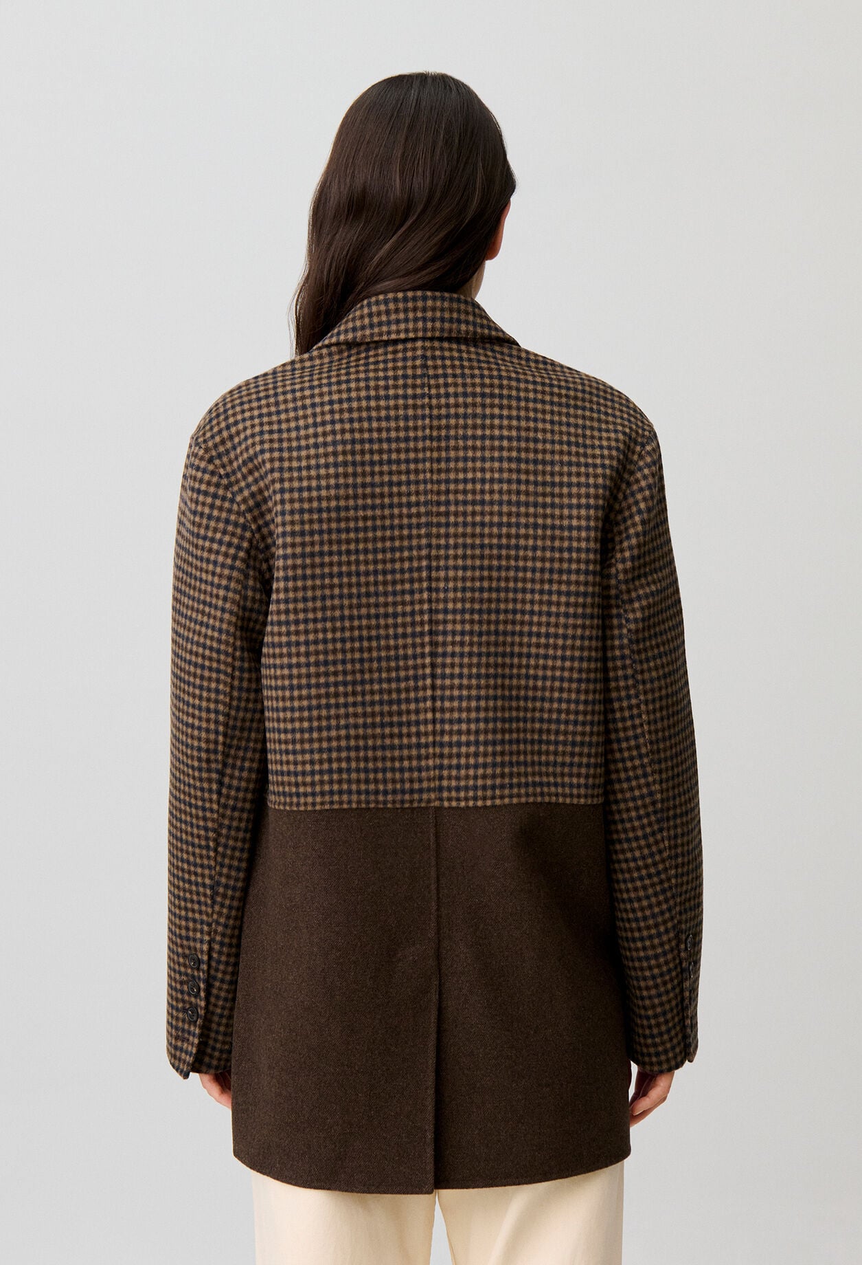 Plain checked wool coat