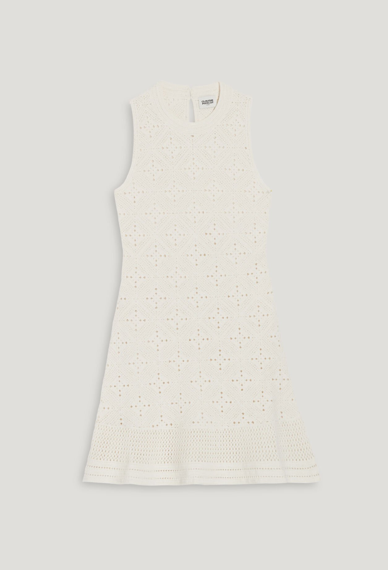 Ecru openwork cotton mini dress