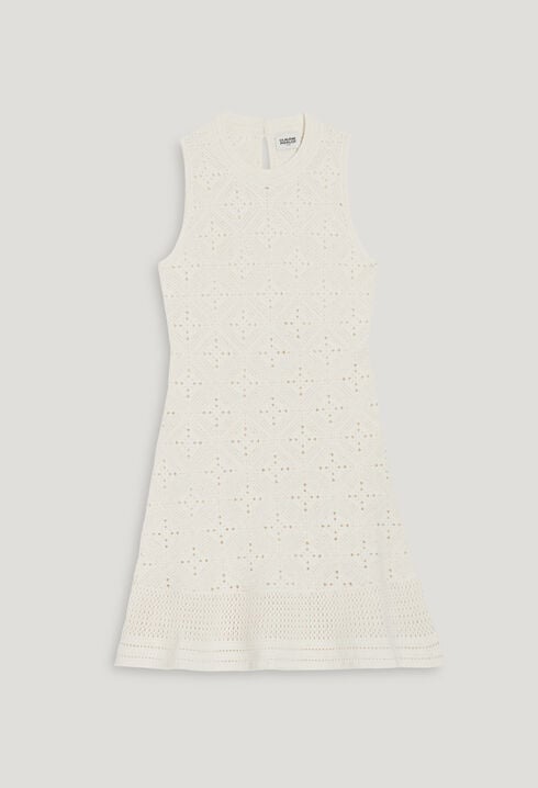 Ecru openwork cotton mini dress