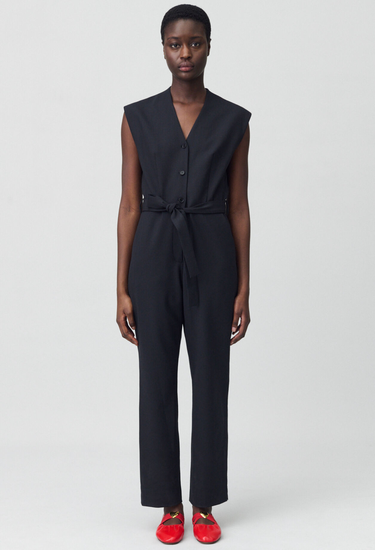 クレポン★プリーツ★ジャンプスーツ★ CLAUDIE PIERLOT Peek jump suit / BLACK / ドレープジャンプスーツ | シープ