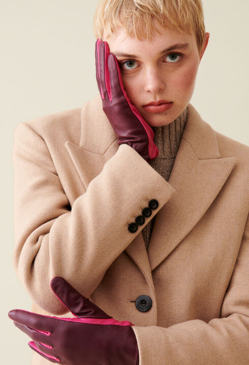 Two-tone leather gloves