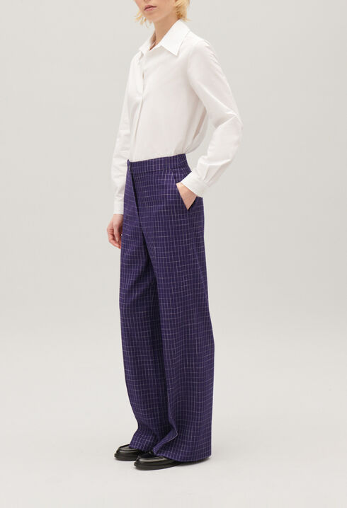 Indigo checked suit trousers