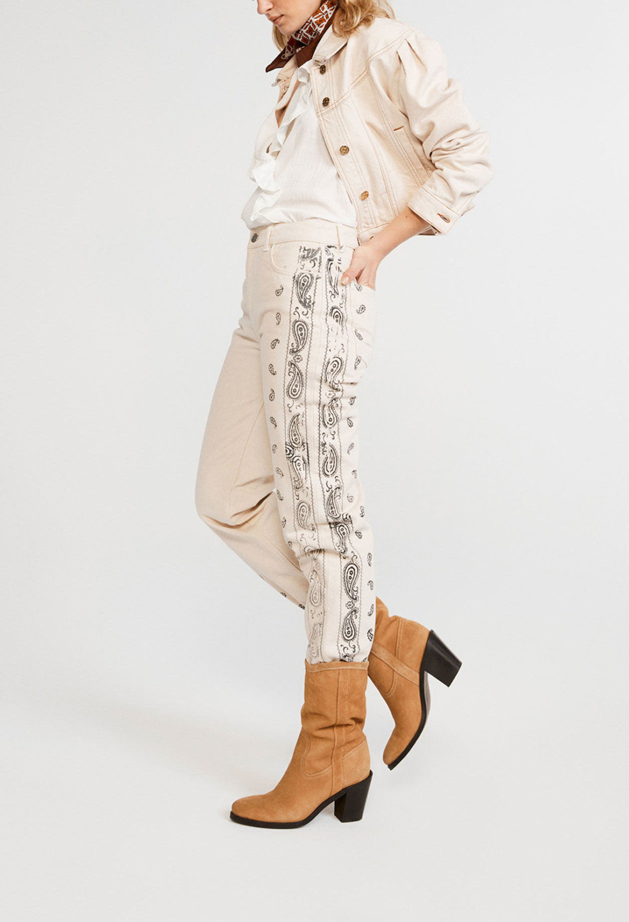 Ecowash printed straight-fit jeans