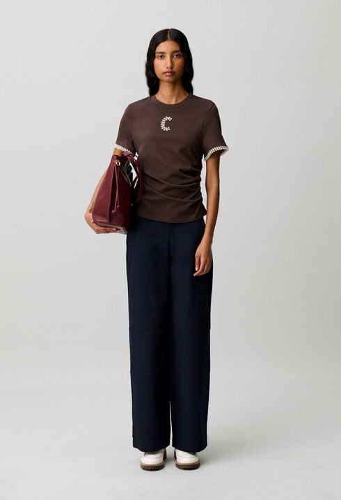 Draped short sleeve T-shirt