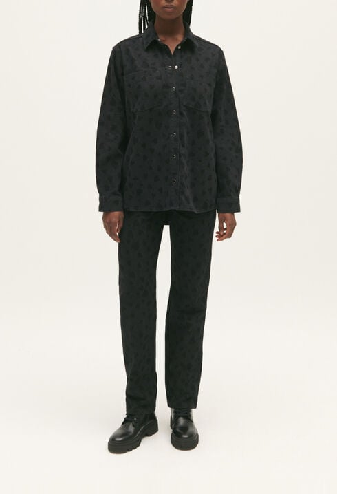 Heart print denim overshirt