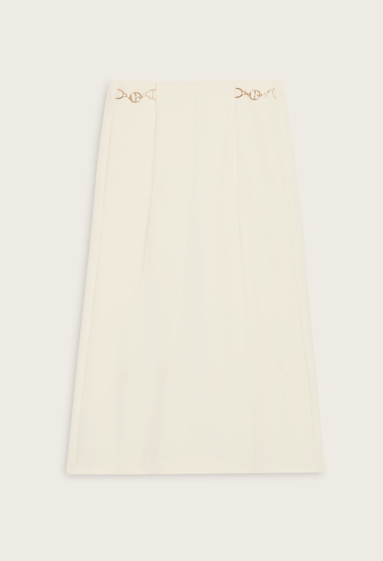 Mid-length ivory skirt with curb chain