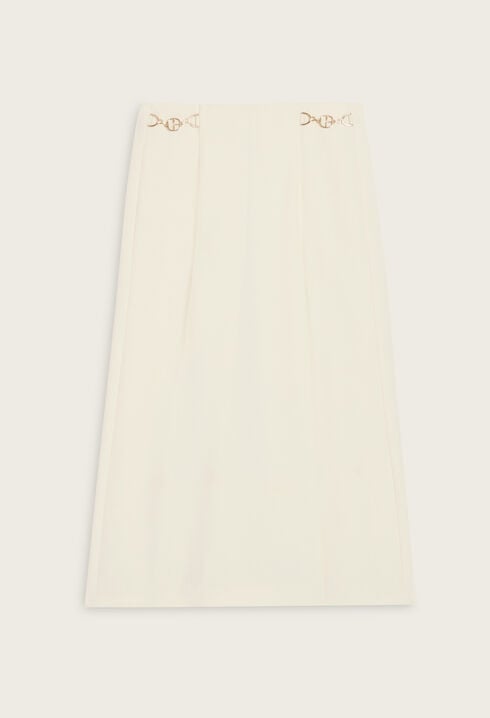 Mid-length ivory skirt with curb chain