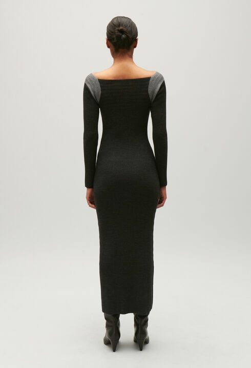 Grey marled knit maxi dress