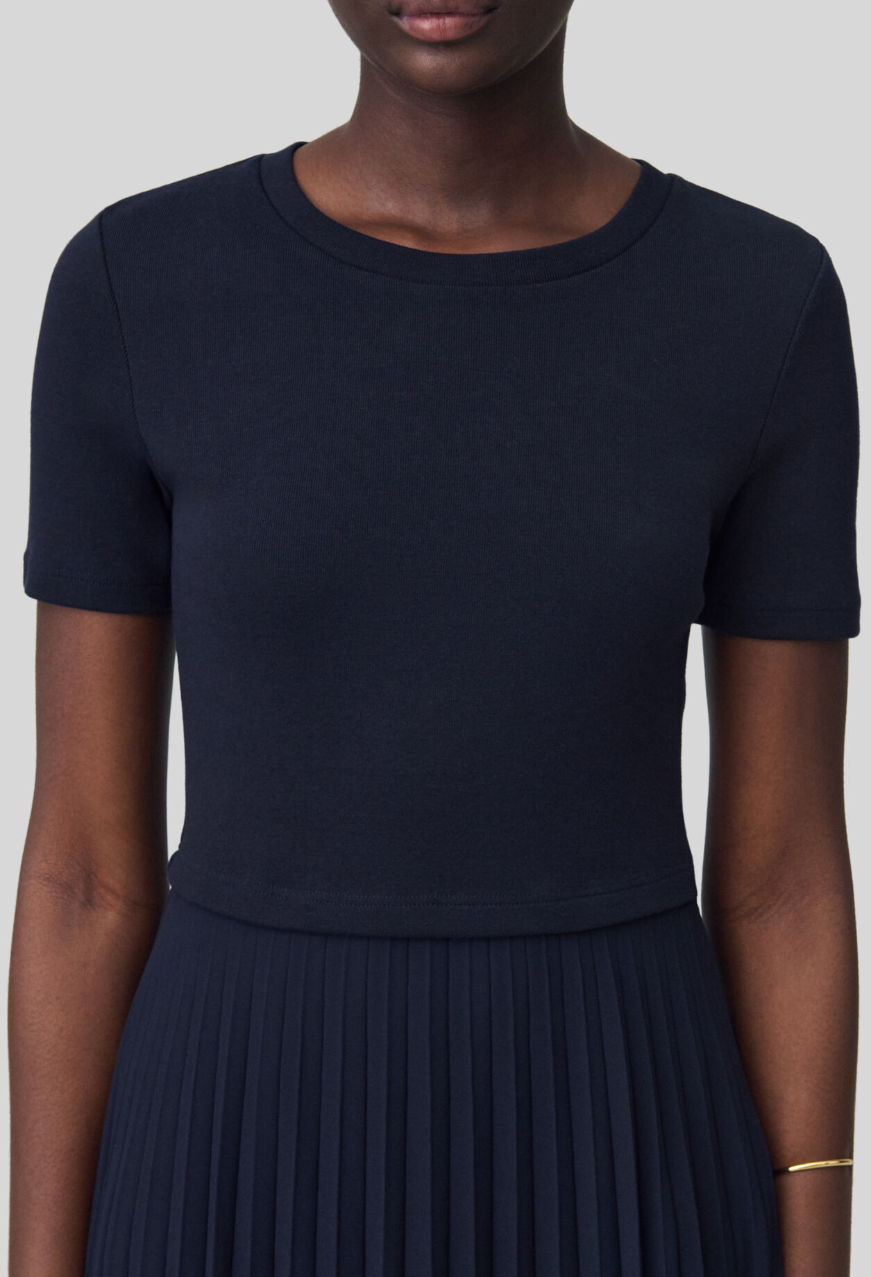 Black and navy bi-material dress 