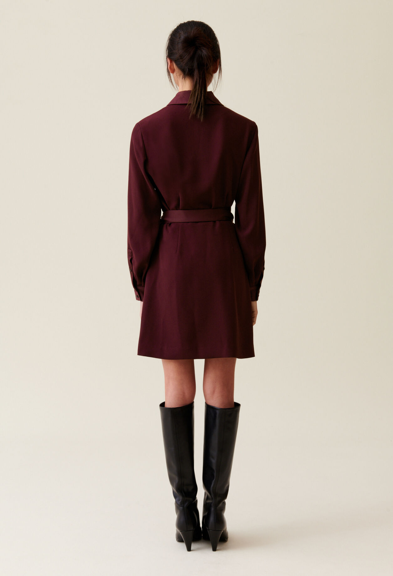 Wrap Dress with Lapel Collar