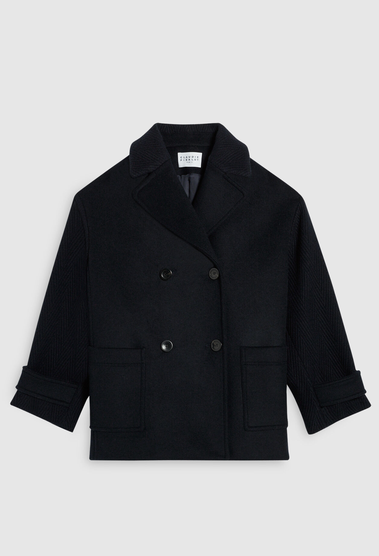 Dual-material coat from recycled wool