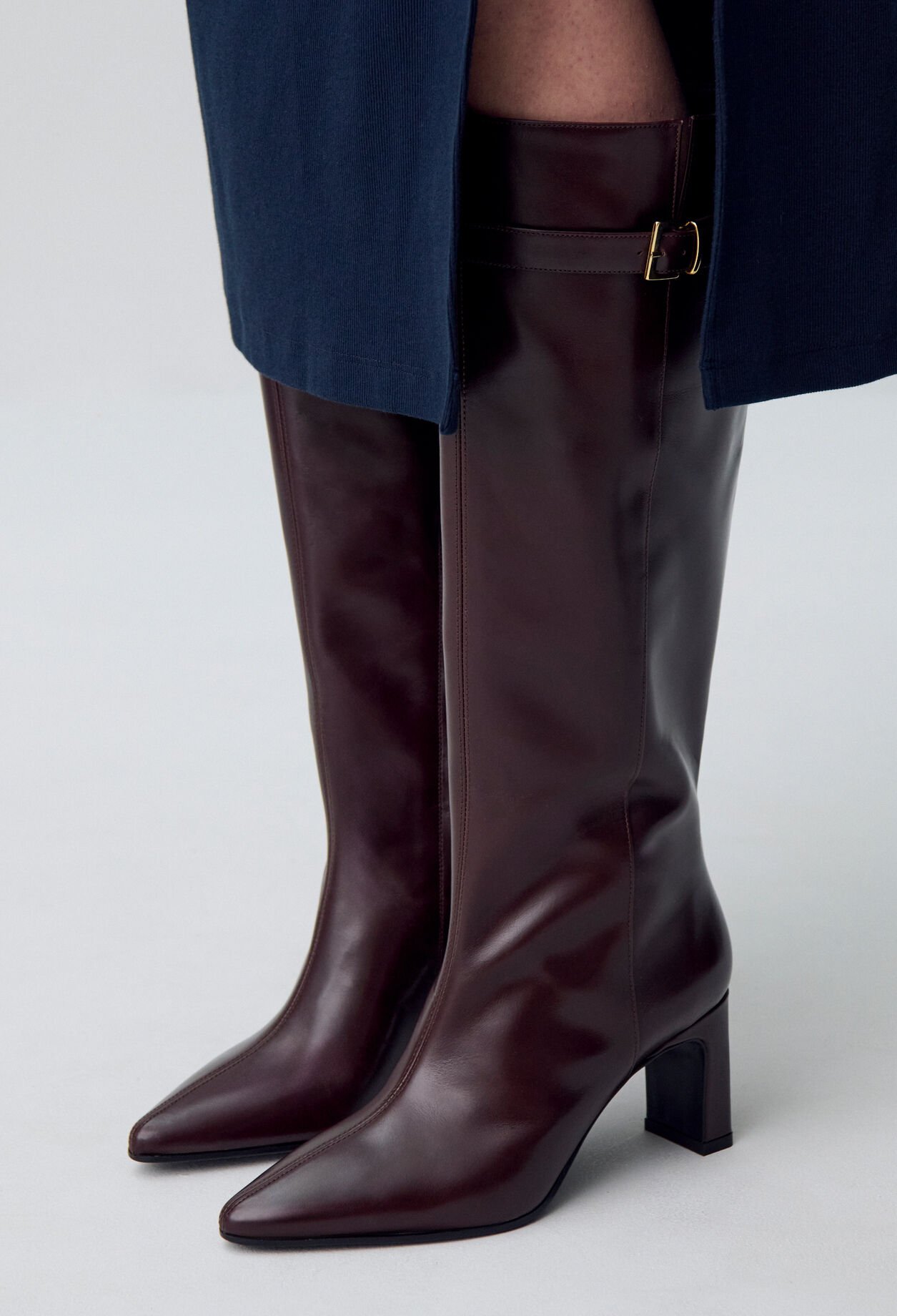 Bottes hautes cuir à boucle