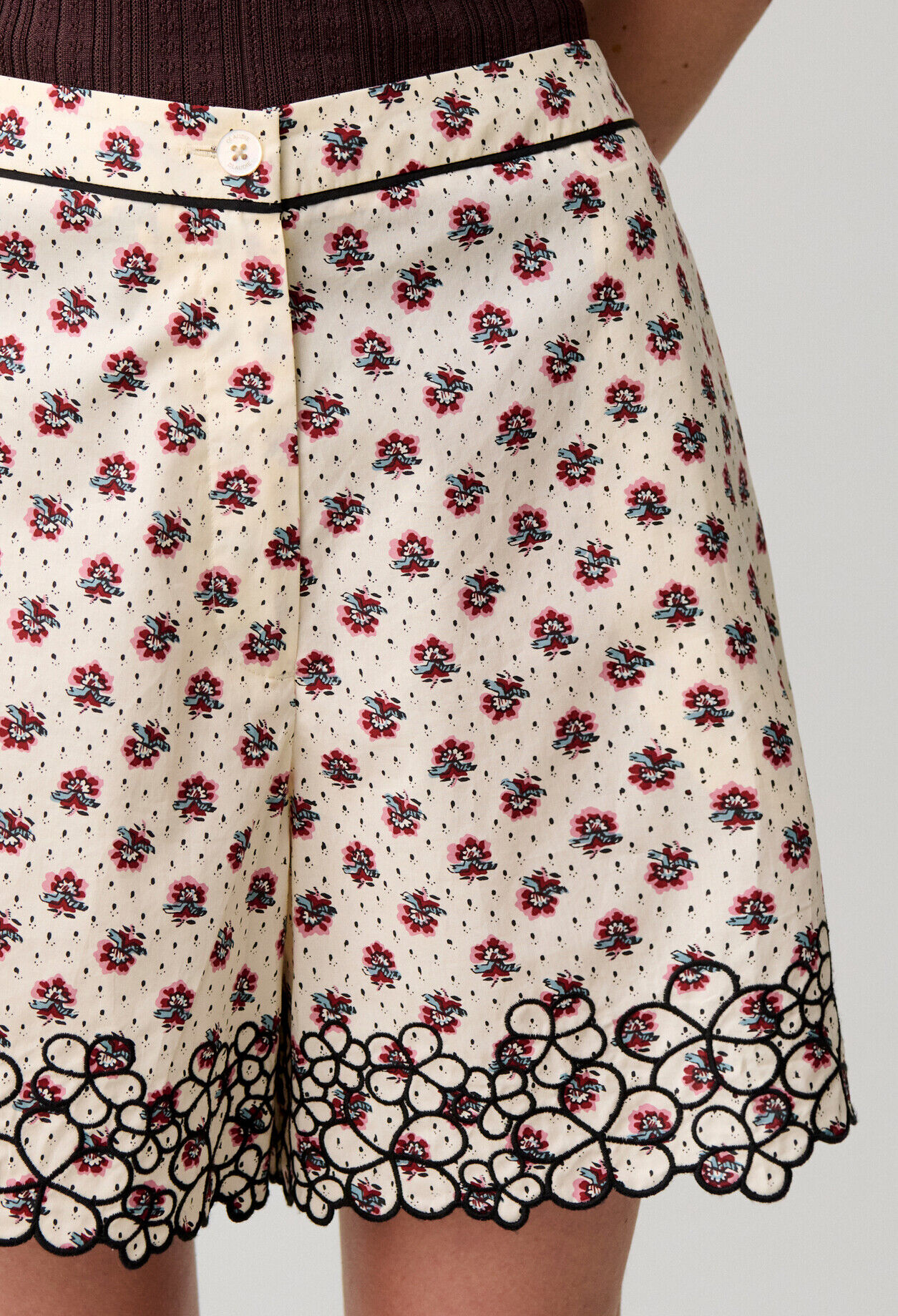 Floral Embroidered Poplin Shorts