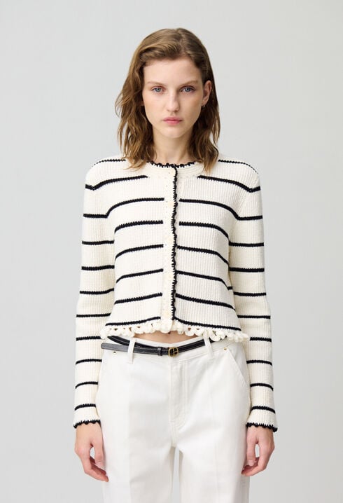 Fine knit striped cardigan