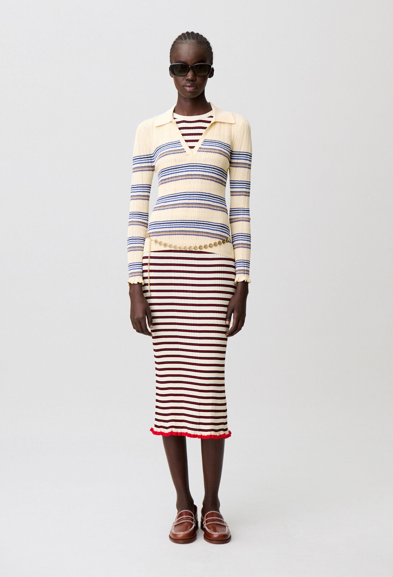 Multicolour striped knit top