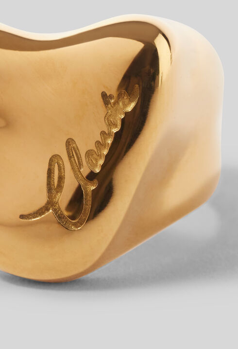 Hammered heart signet ring