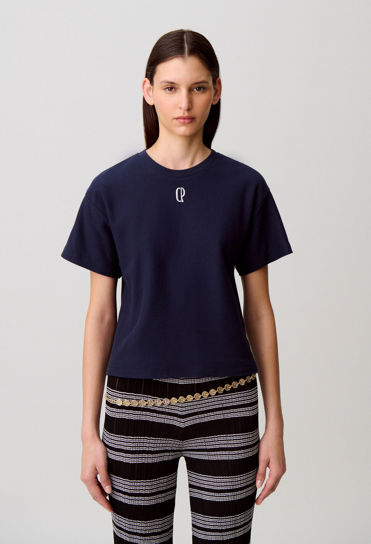 Embroidered cotton T-shirt