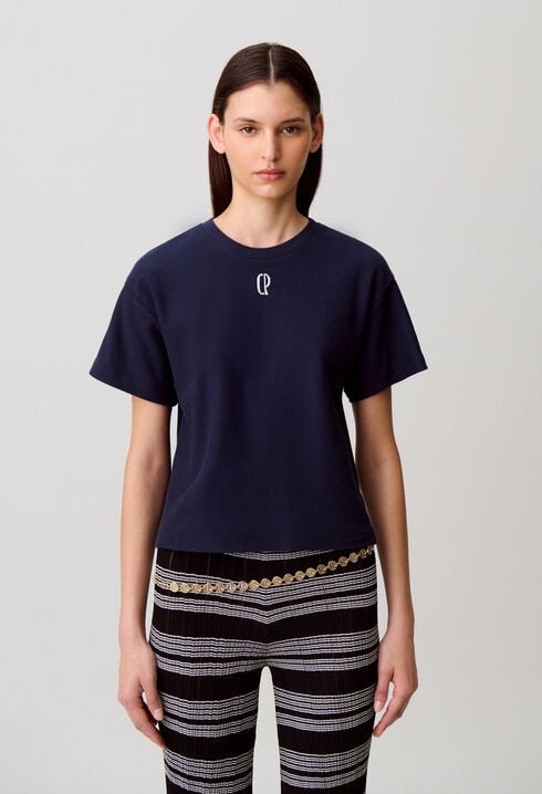 Embroidered cotton T-shirt