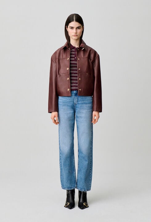 Straight washed denim jeans