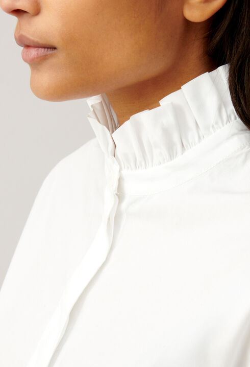 White shirt with ruffled collar