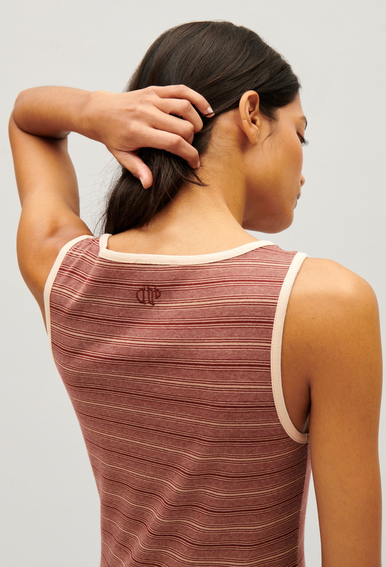 Brown stripy knit maxi dress