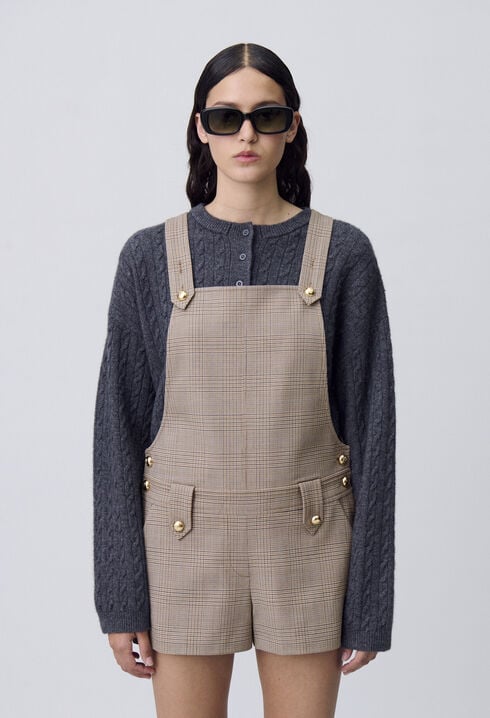 Checked dungaree playsuit