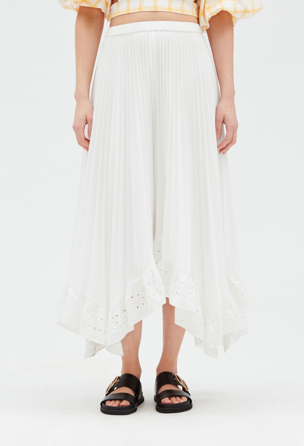 Off-white pleated mid-length skirt