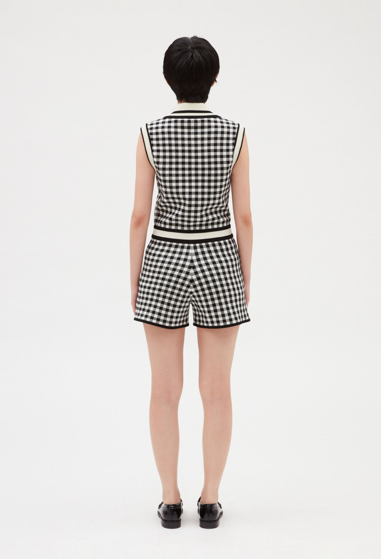 Two-tone checked playsuit