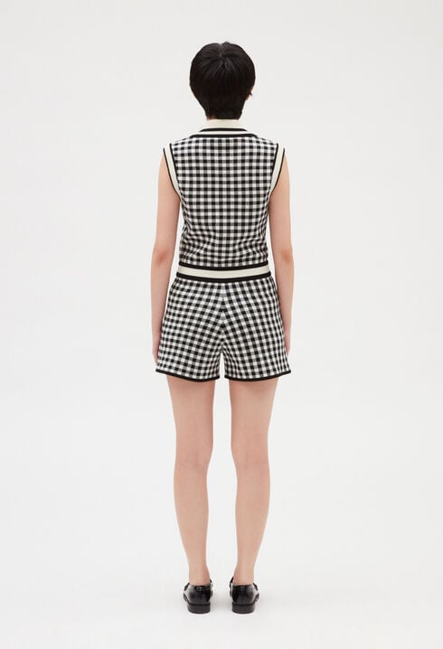 Two-tone checked playsuit