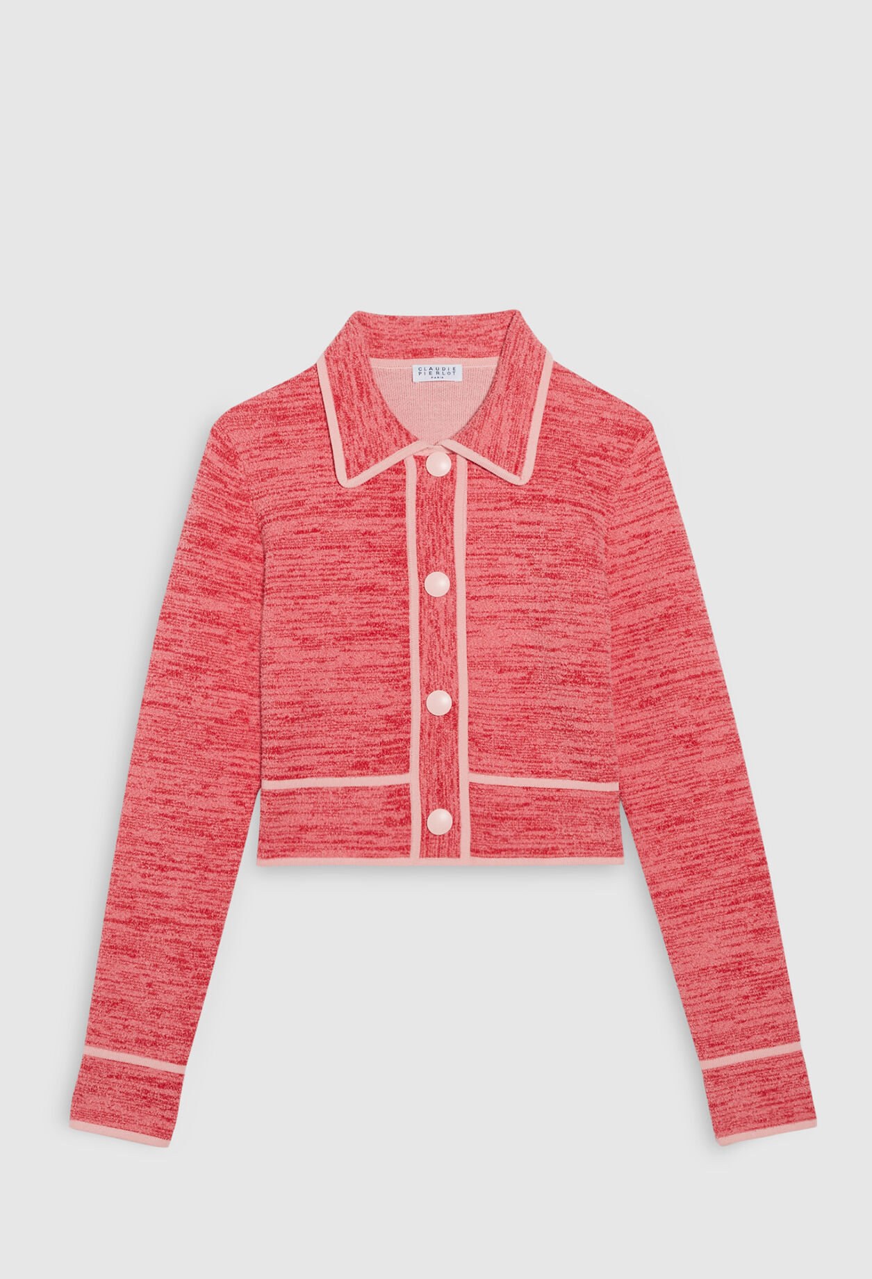 Mottled cardigan with piping