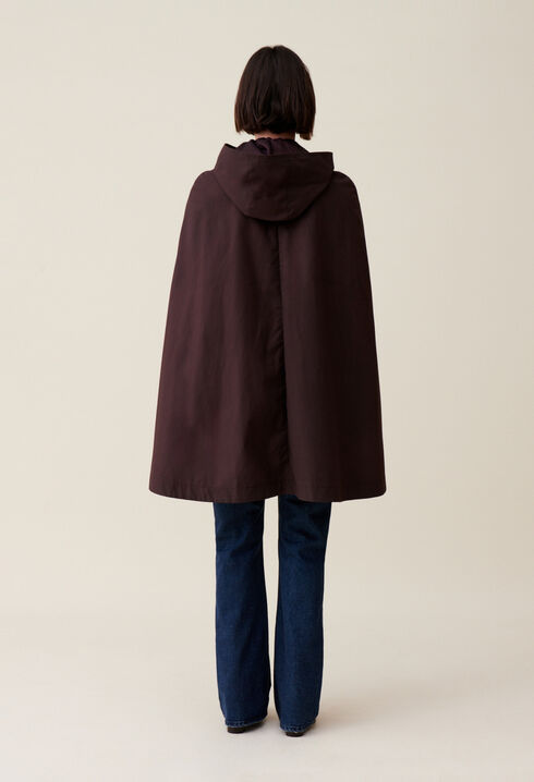 Plum cape with removable hood