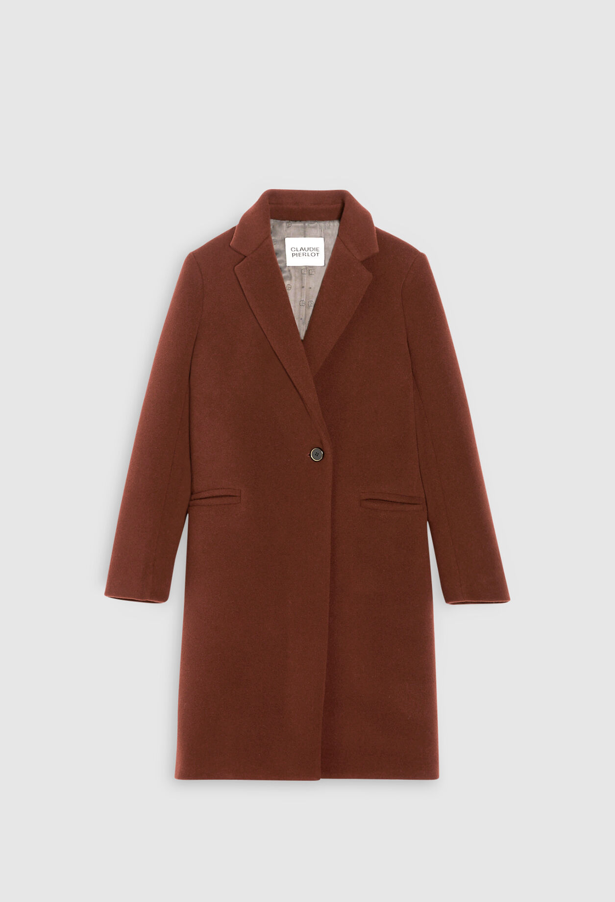 Manteau marron mi-long laine mélangée