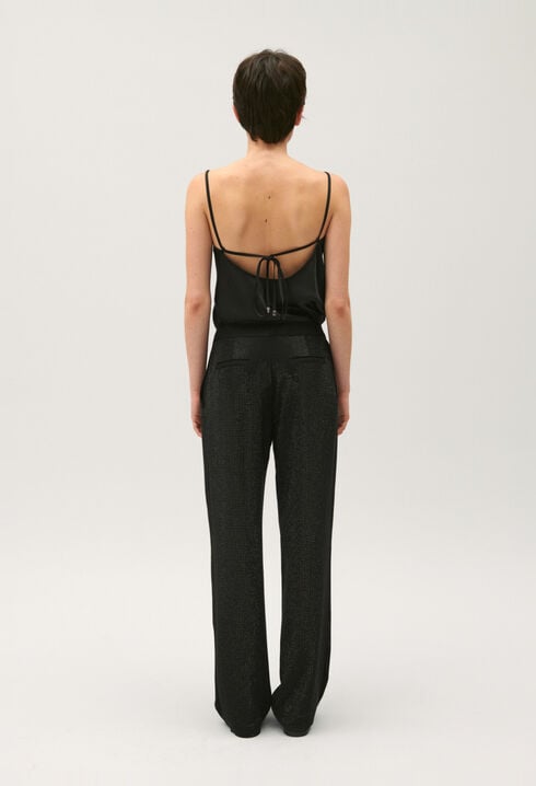 Black trousers with rhinestones