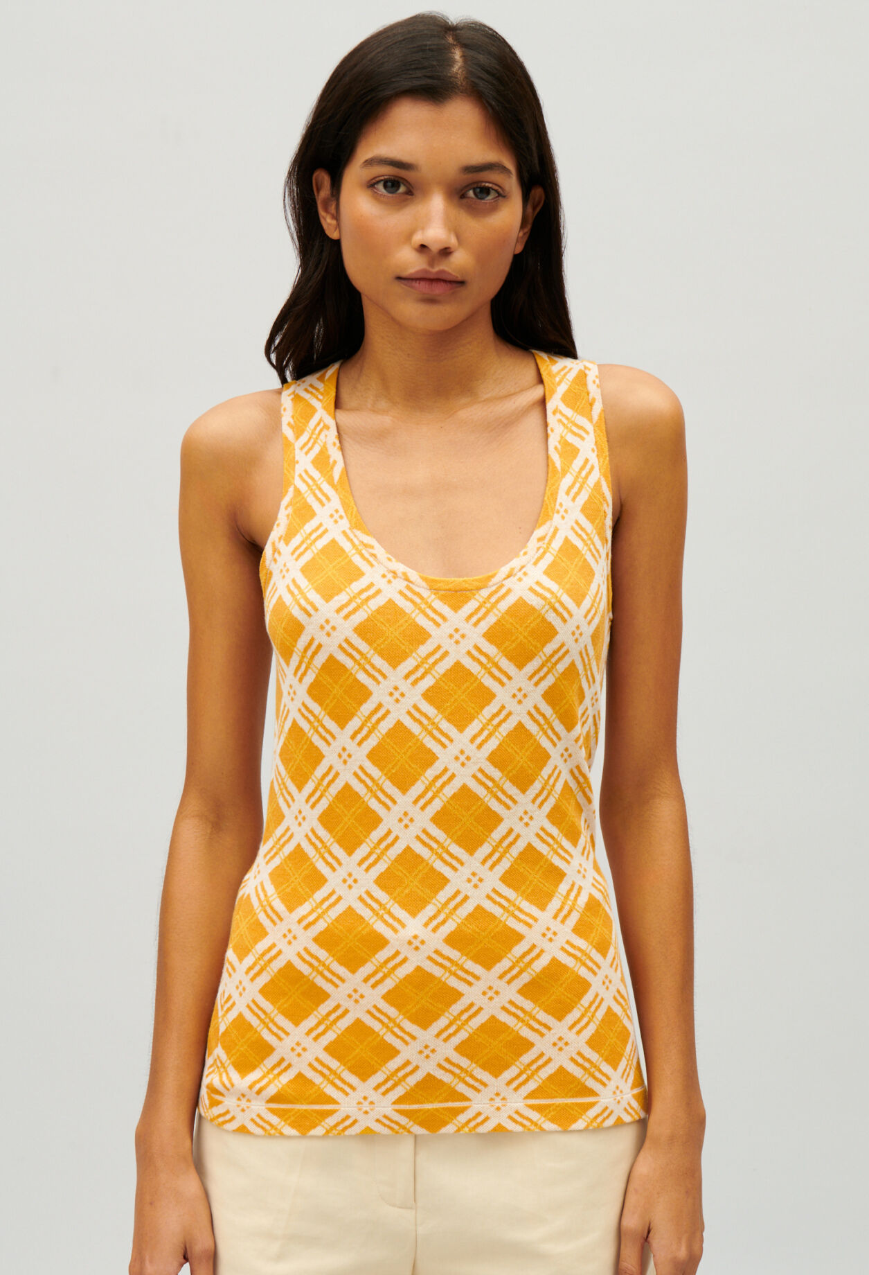 Yellow checked vest top