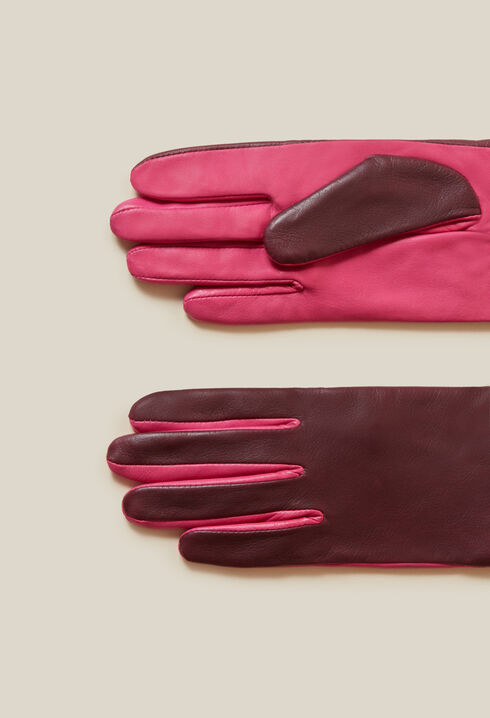 Two-tone leather gloves