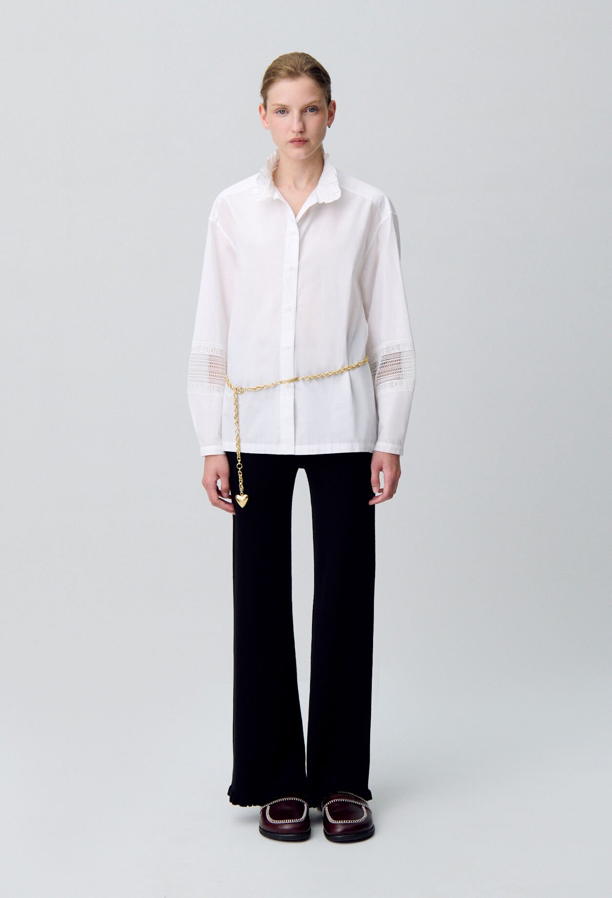 CLAUDIE PIERLOT パリで購入 白 レース　ブラウス 美品 White cotton blouse for women | Claudie Pierlot