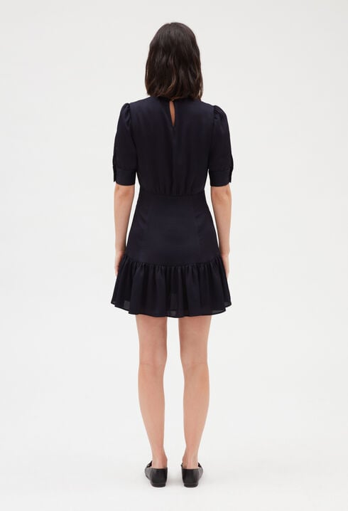 Navy blue ruffled mini dress