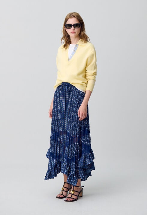 Printed Pleated Maxi Skirt