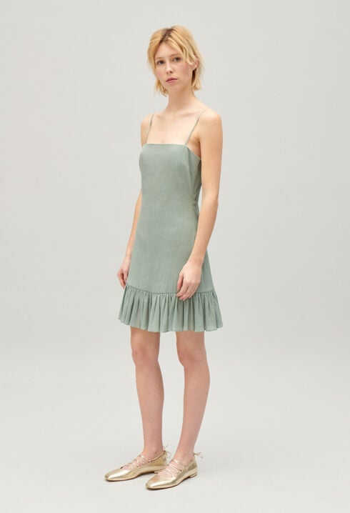 Short ruffled almond dress