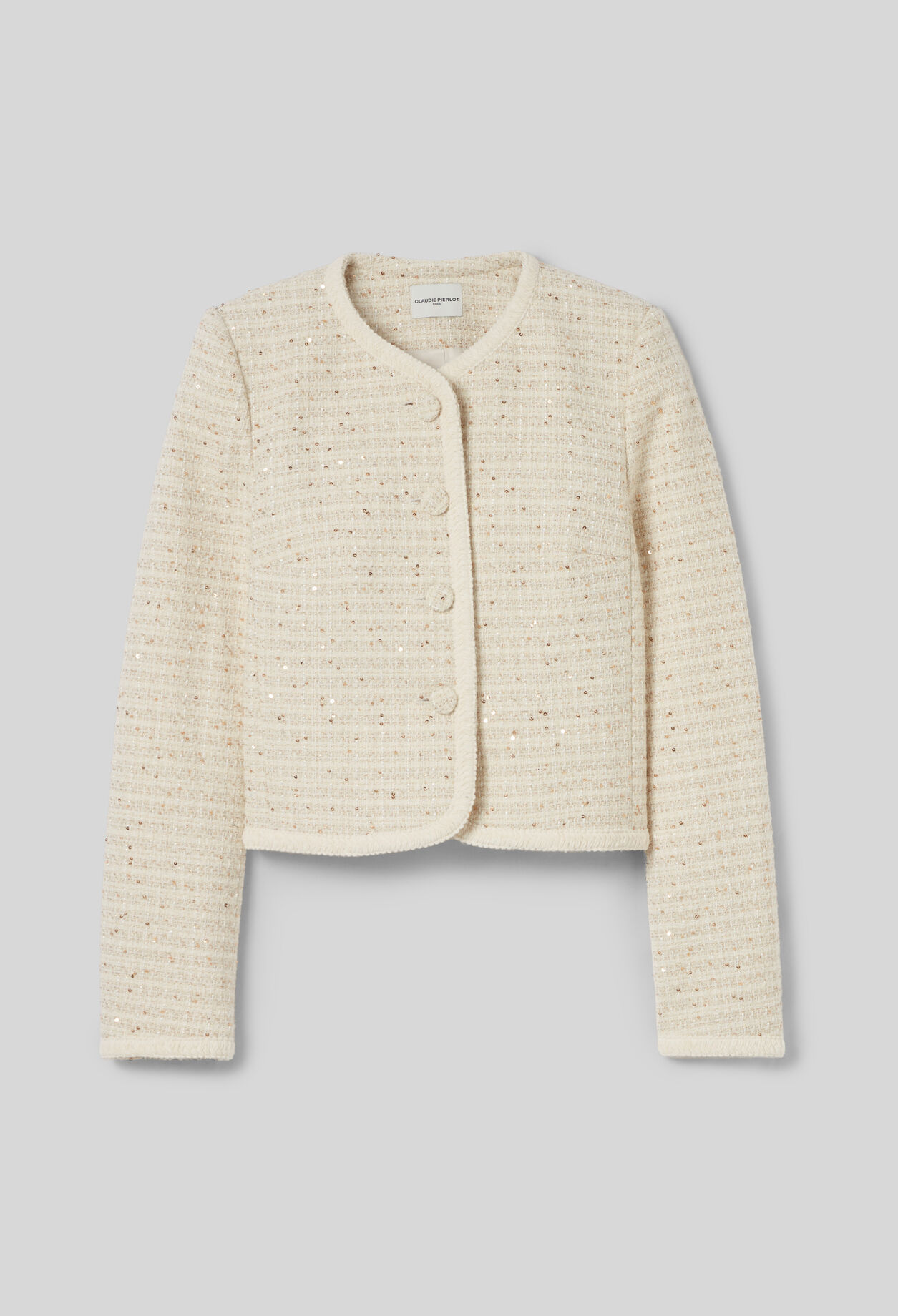 CLAUDIE PIERLOT★VESTE COURTE TWEED ジャケット Buttoned short tweed jacket for women | Claudie Pierlot