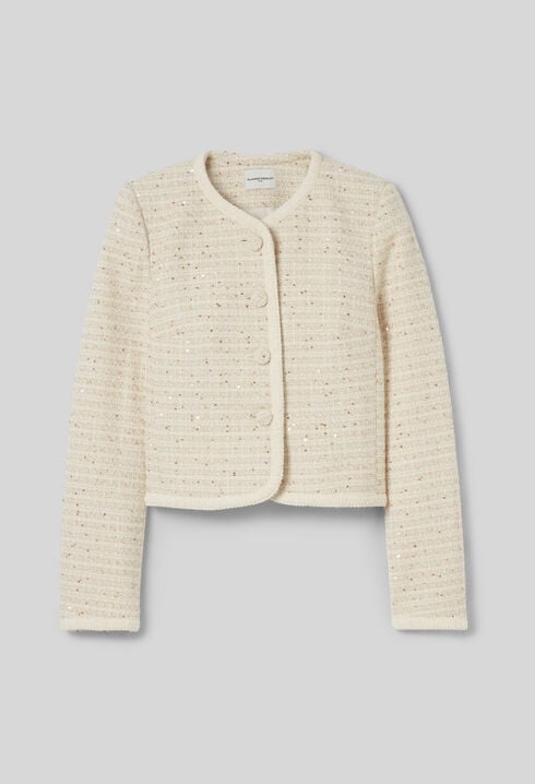 Buttoned short tweed jacket