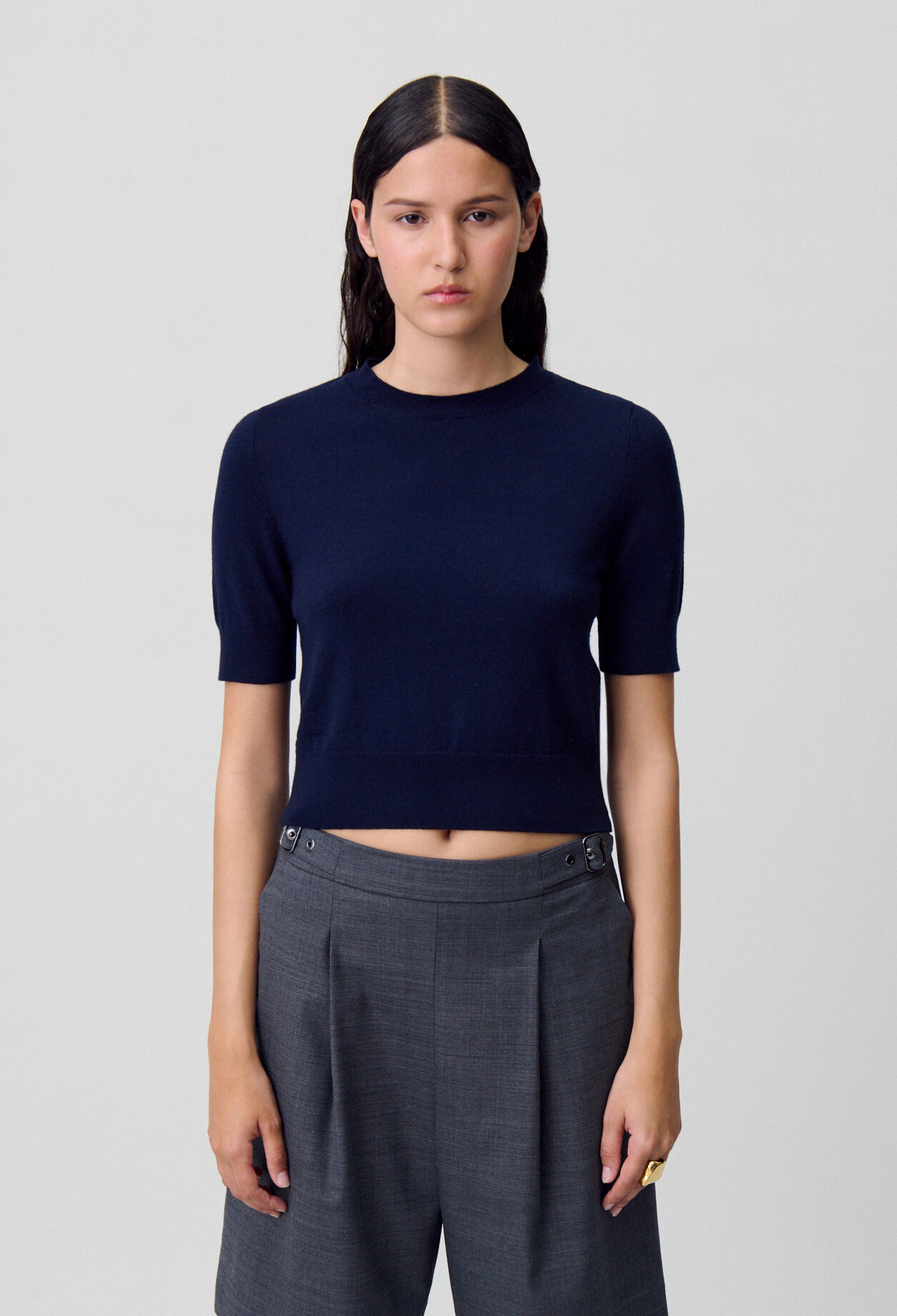 Fine Knit Top with Collar