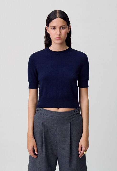 Fine Knit Top with Collar