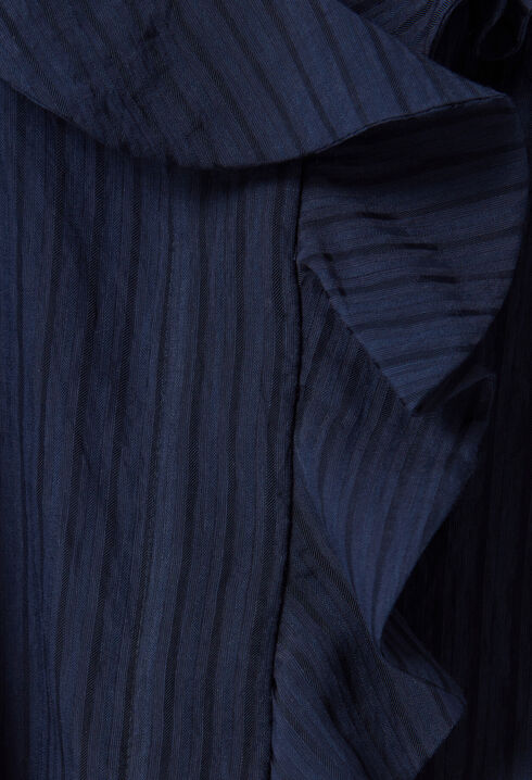 Navy striped ruffle dress