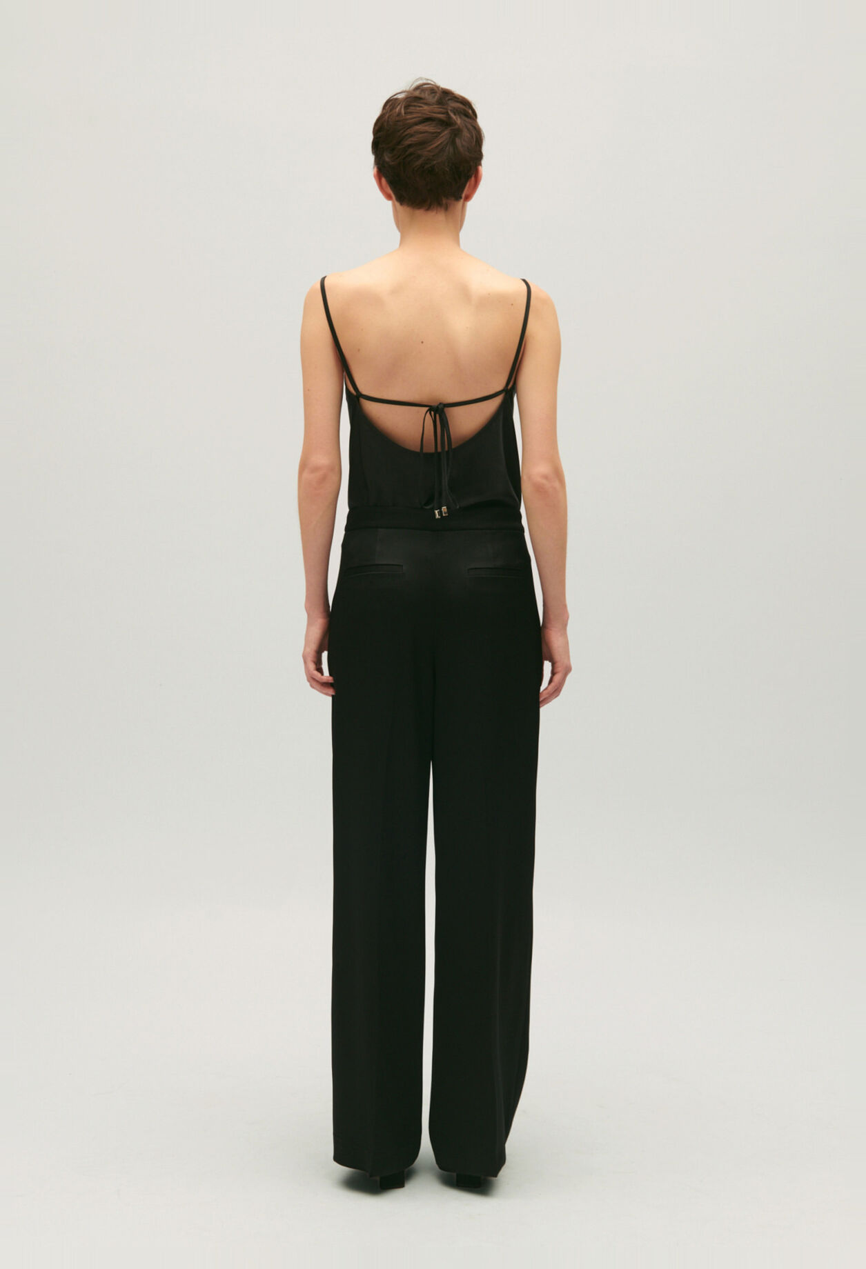 Black suit trousers with satin finish