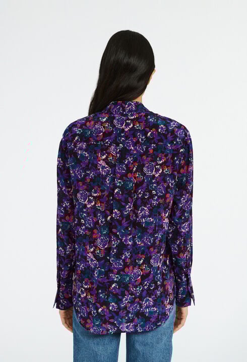 Floral-print silk shirt