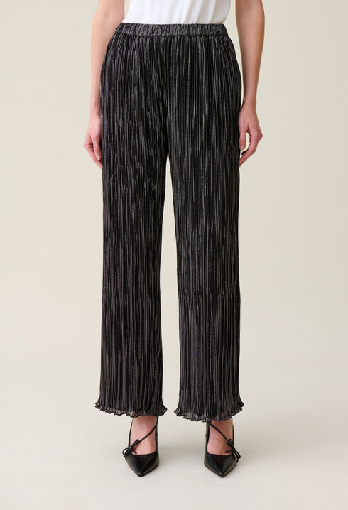 Silver pleated fluid trousers